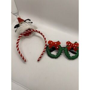 Christmas Headband &‎ Wreath Glasses Set Holiday Costume Accessories Fun Pair